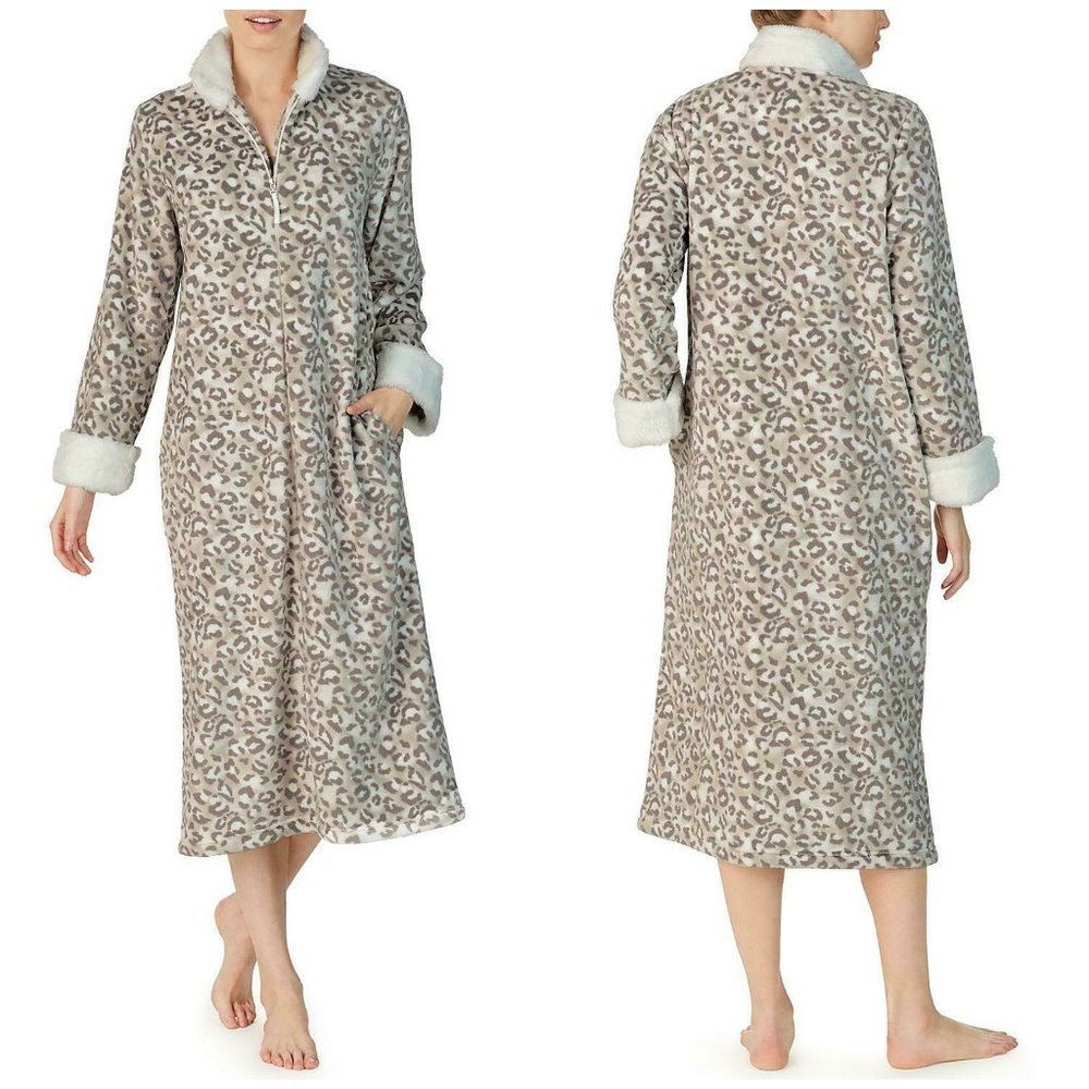 Anne Klein Long Sleeve Zip Plush Robe